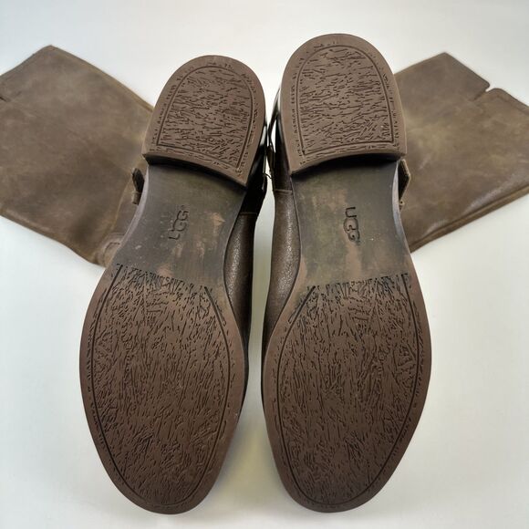 UGG Channing II Boot Dark Brown Leather Pull On 1004509 Equestrian Womens 9.5 - Picture 15 of 16